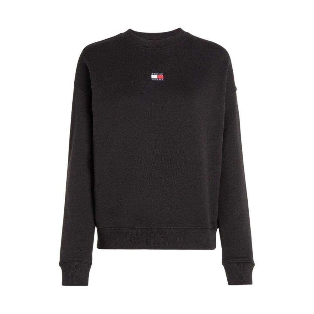 Tommy Jeans Womens/Ladies Button Crew Neck Boxy Sweatshirt / Black